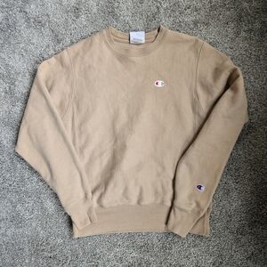 Champion Tan Crewneck Sweatshirt with Small Logo